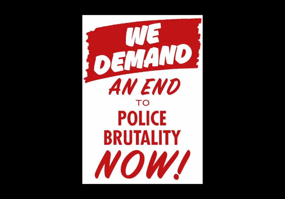Protest poster demanding end to police brutality in the fight for voting rights and true equality