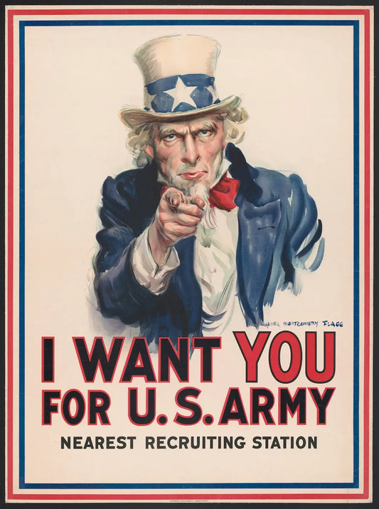 Vintage advertisements Uncle Sam recruitment poster as charming wall art piece for artistic revolution