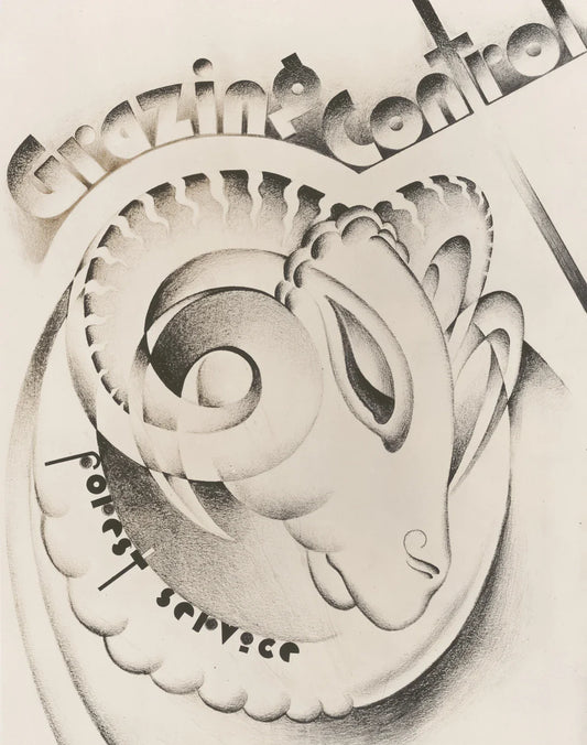 Art Deco vintage brand ram’s head drawing reflecting cultural trends for collecting vintage