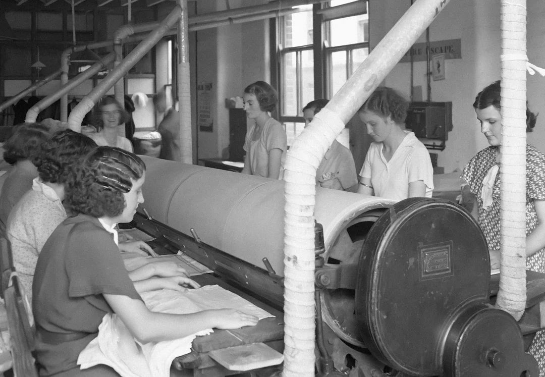 Women working at a textile factory highlighting women in the industrial workforce