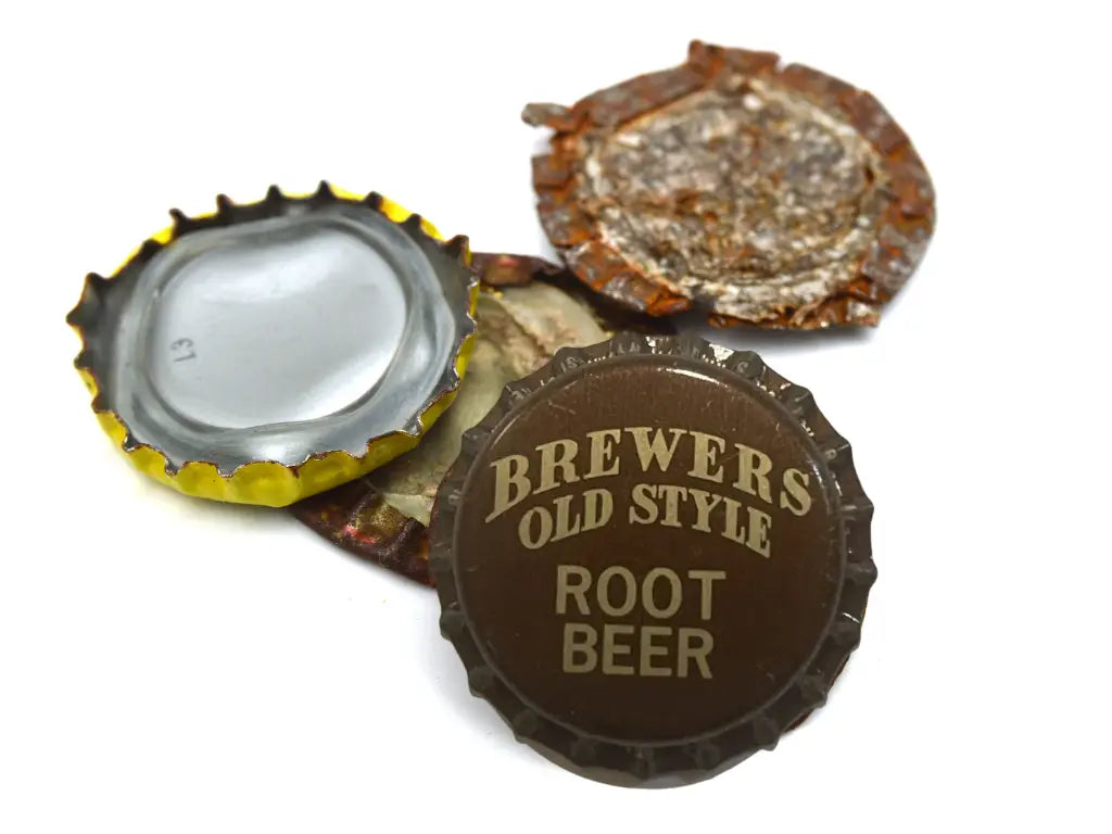 Vintage antique beer bottle caps collection showcasing classic beer bottle caps