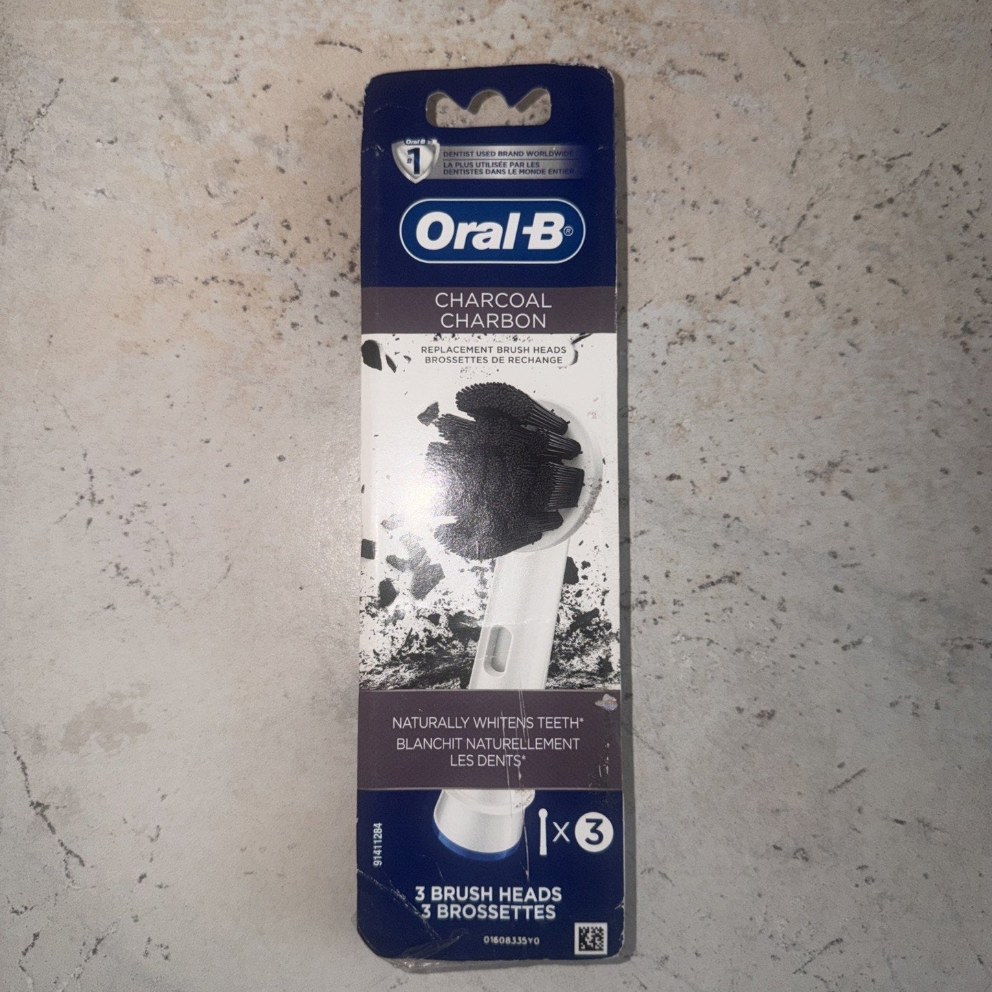 Oral-B Charcoal Infused Replacement Tooth Brush 3 Heads Whitening GENUINE NEW
