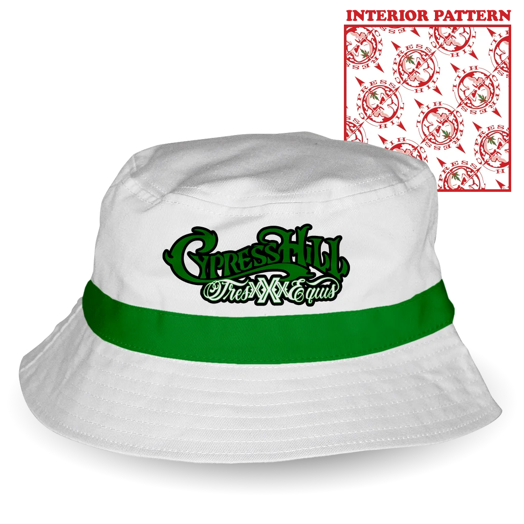 Cypress Hill bucket hat with green band and embroidered logo