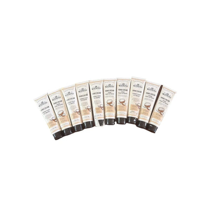 Ten natural moisturizing hand cream tubes with shea butter
