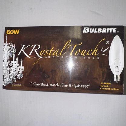 10x Bulbrite KR60ctc 60W Krystal Touch flame tip chandelier bulbs