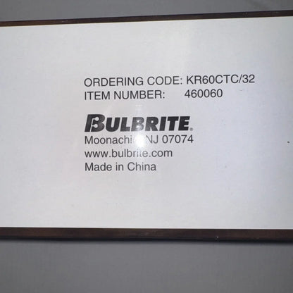 Bulbrite KR60CTC/32 label with 60W Krystal Touch flame tip code 460060
