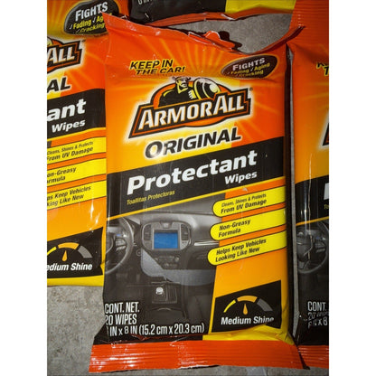 Box of 20- Armor All Original Protectant Wipes, Interior Car Cleaning Wipes 20ea