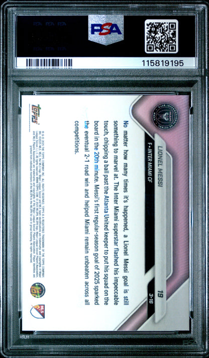 Graded 2025 Topps Now MLS Lionel Messi #19 Soccer Card PSA 10 Gem Mint