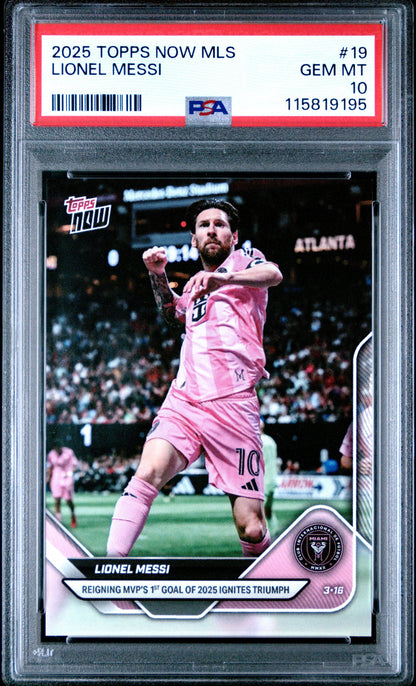 Graded 2025 Topps Now MLS Lionel Messi #19 Soccer Card PSA 10 Gem Mint
