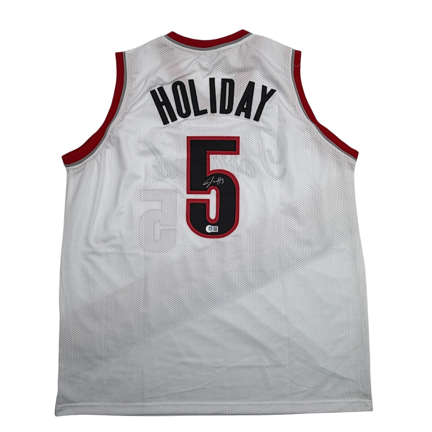 Autographed/Signed Jrue Holiday Portland White Basketball Jersey Beckett BAS COA