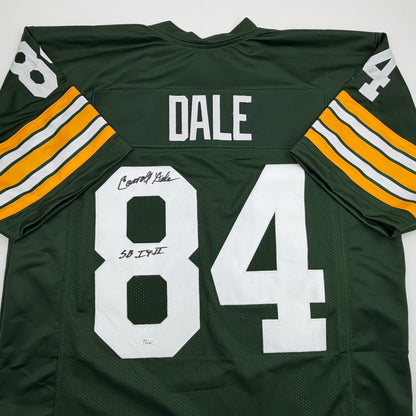 Autographed/Signed Carroll Dale Green Bay Green Football Jersey JSA COA