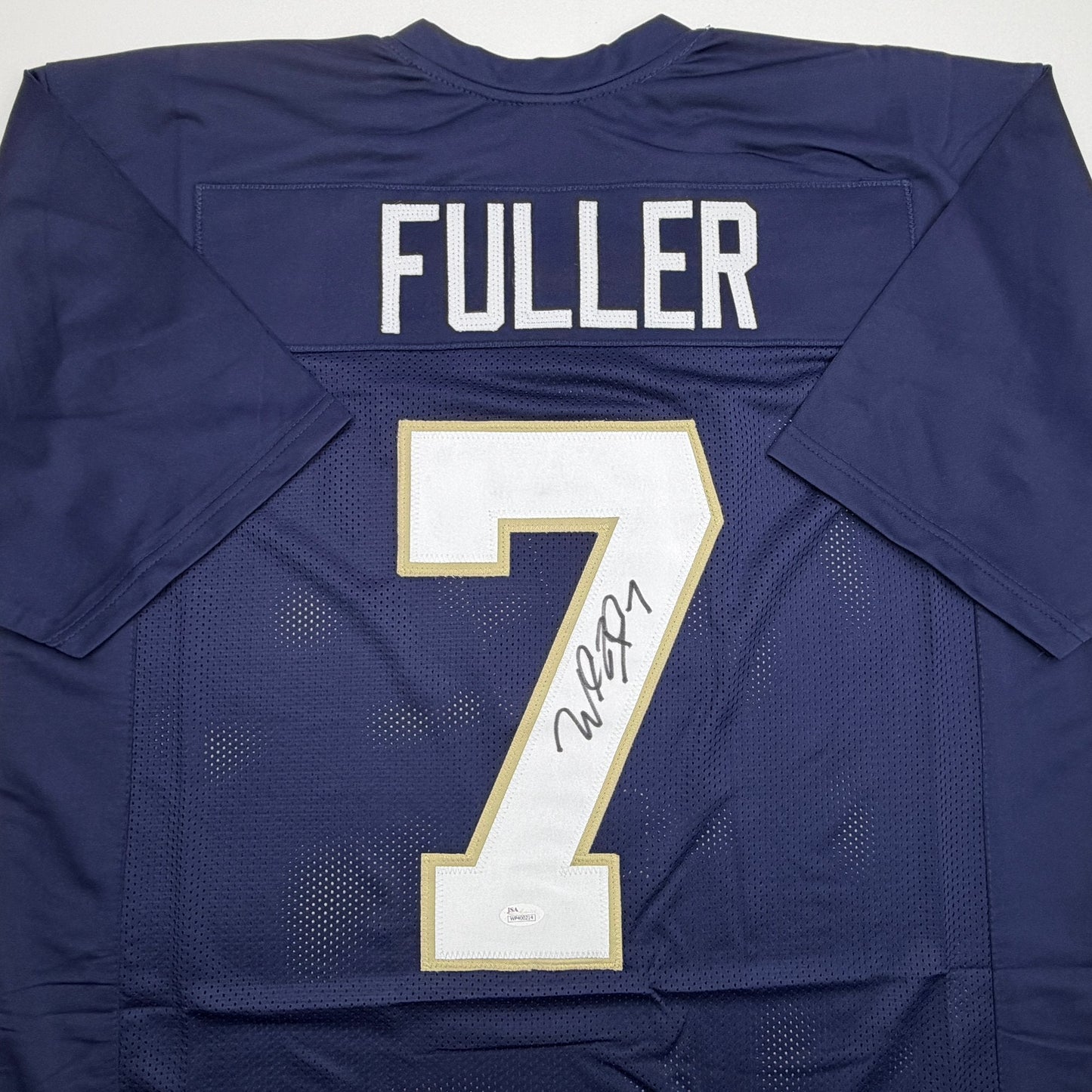 Autographed/Signed Will Fuller Notre Dame Blue College Football Jersey JSA COA