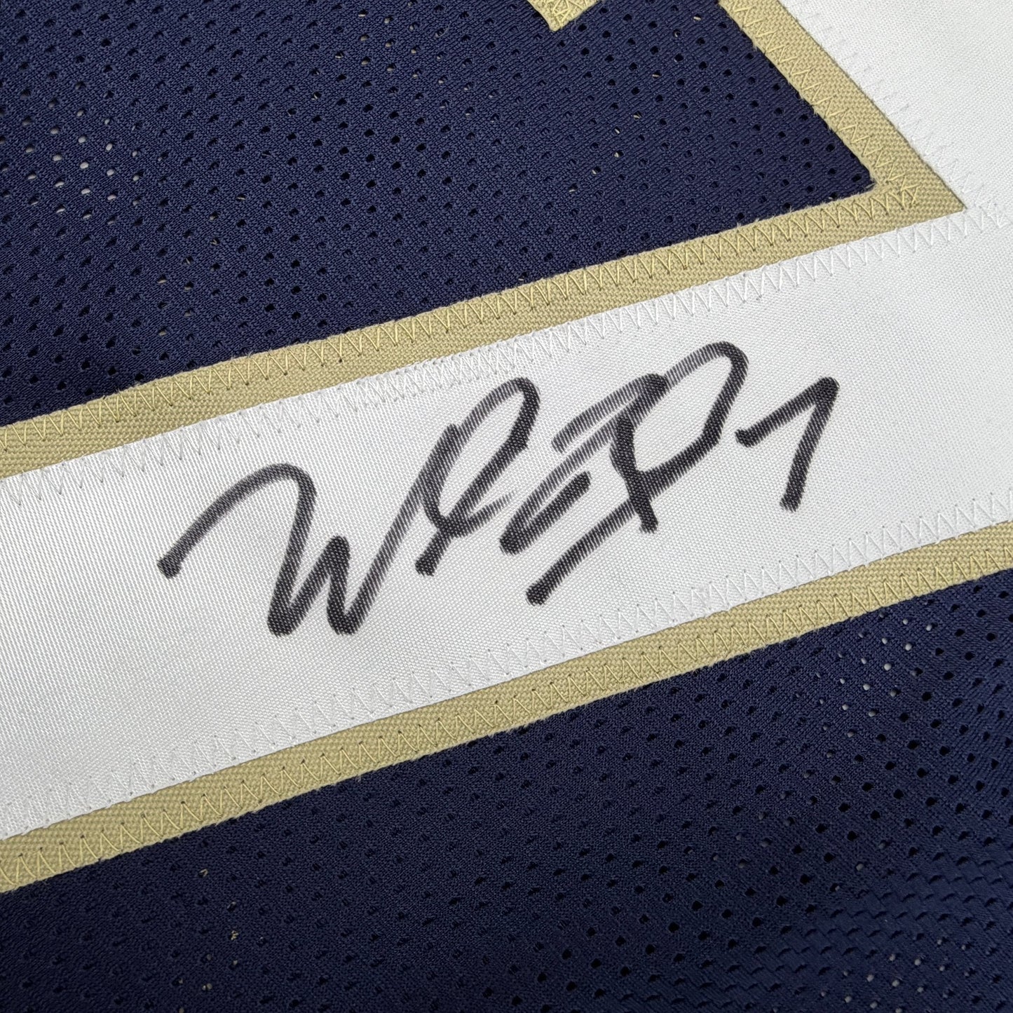 Autographed/Signed Will Fuller Notre Dame Blue College Football Jersey JSA COA