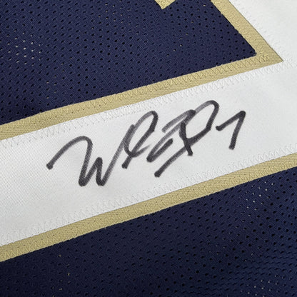 Autographed/Signed Will Fuller Notre Dame Blue College Football Jersey JSA COA