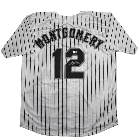 Autographed/Signed Colson Montgomery Chicago Pinstripe Baseball Jersey Beckett BAS COA