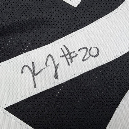 Autographed/Signed Kaleb Johnson Pittsburgh Black Football Jersey Beckett BAS COA