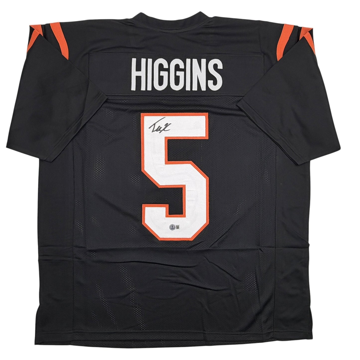 Autographed/Signed Tee Higgins Cincinnati Black Football Jersey Beckett BAS COA