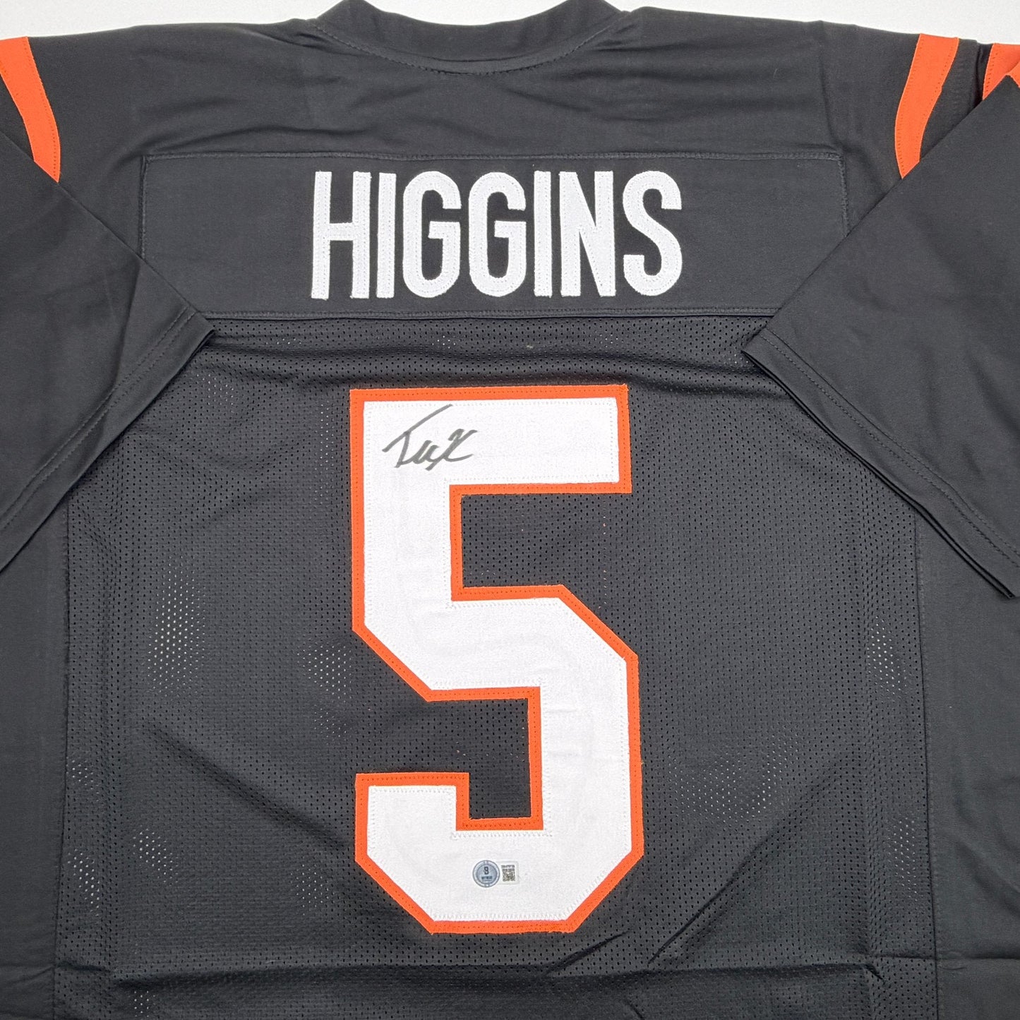 Autographed/Signed Tee Higgins Cincinnati Black Football Jersey Beckett BAS COA