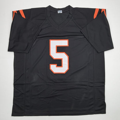 Autographed/Signed Tee Higgins Cincinnati Black Football Jersey Beckett BAS COA