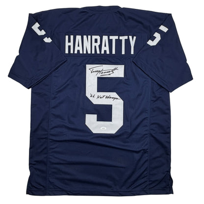 Autographed/Signed Terry Hanratty Notre Dame Blue College Football Jersey JSA COA