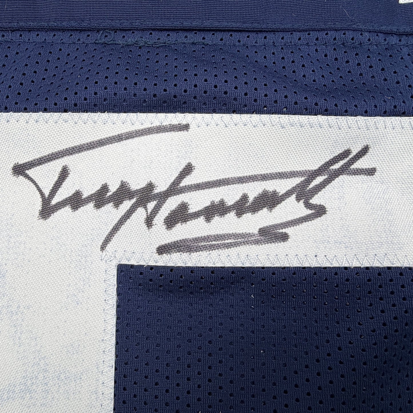Autographed/Signed Terry Hanratty Notre Dame Blue College Football Jersey JSA COA