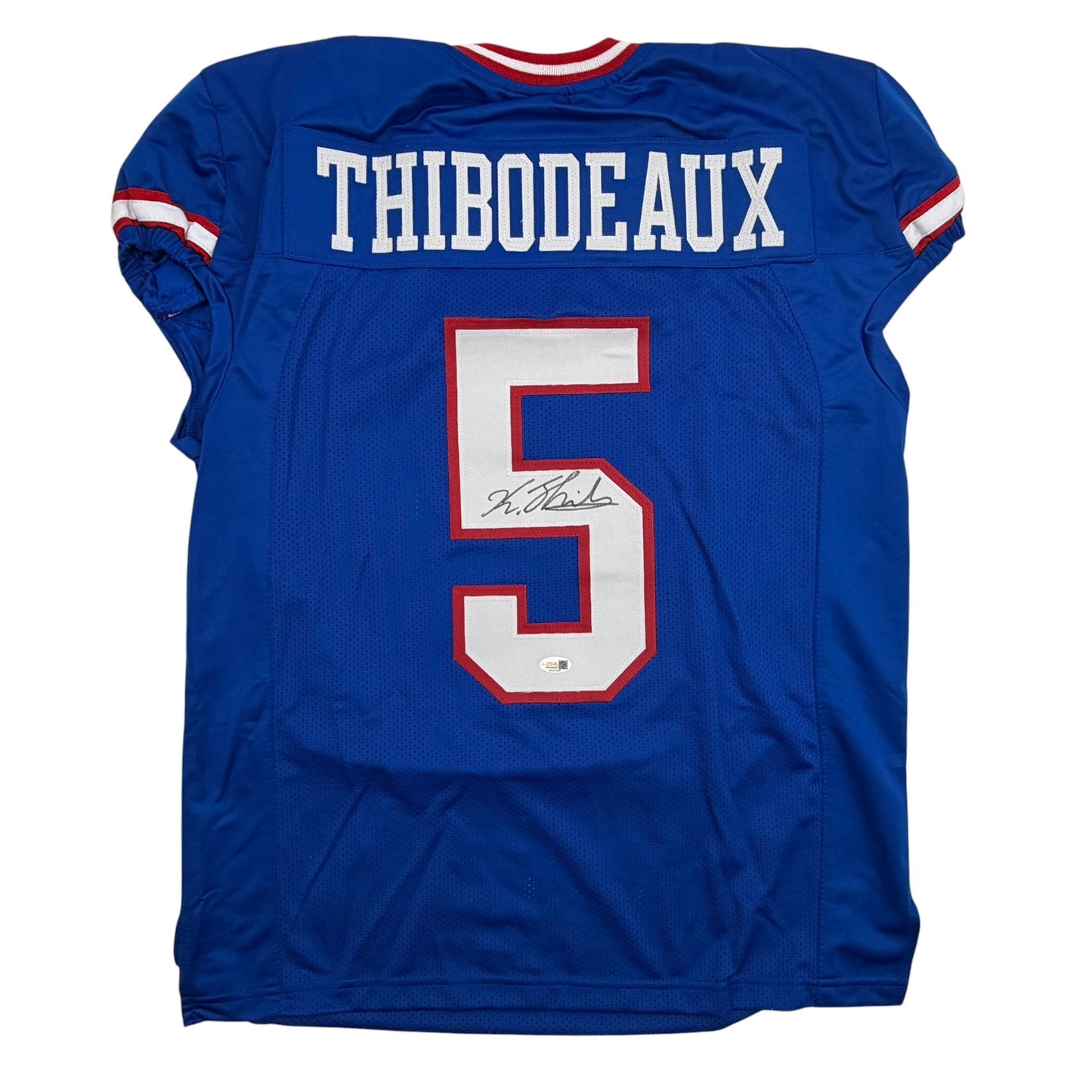Autographed/Signed Kayvon Thibodeaux New York Blue Retro Pro Cut Football Jersey Beckett BAS COA