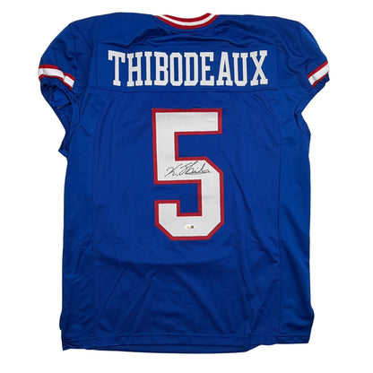Autographed/Signed Kayvon Thibodeaux New York Blue Retro Pro Cut Football Jersey Beckett BAS COA