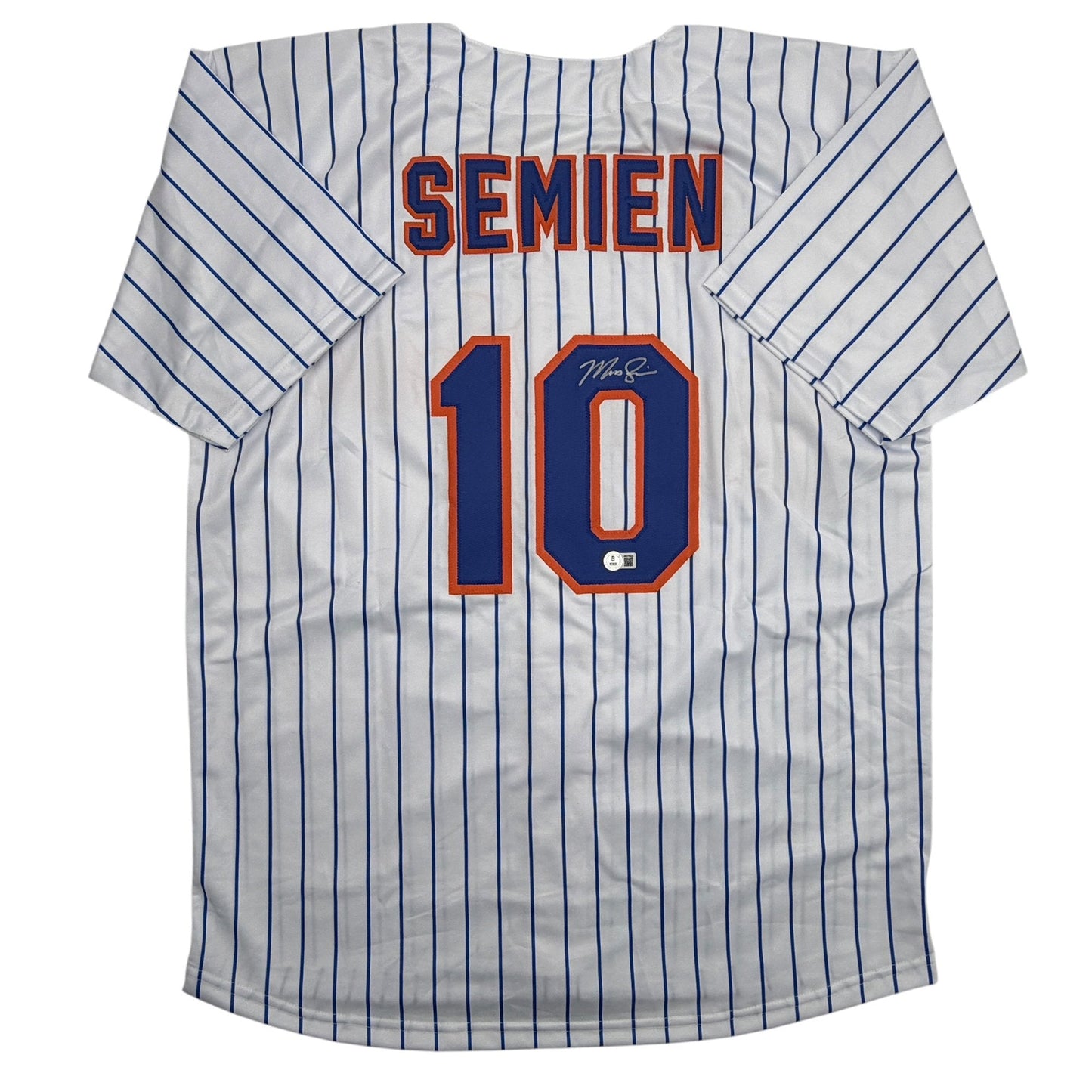 Autographed/Signed Marcus Semien New York Pinstripe Baseball Jersey Beckett BAS COA