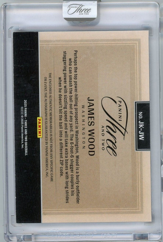 2025 Panini Three & Two James Wood #JKJW /49 Jersey Autographs Rookie RC Baseball Card