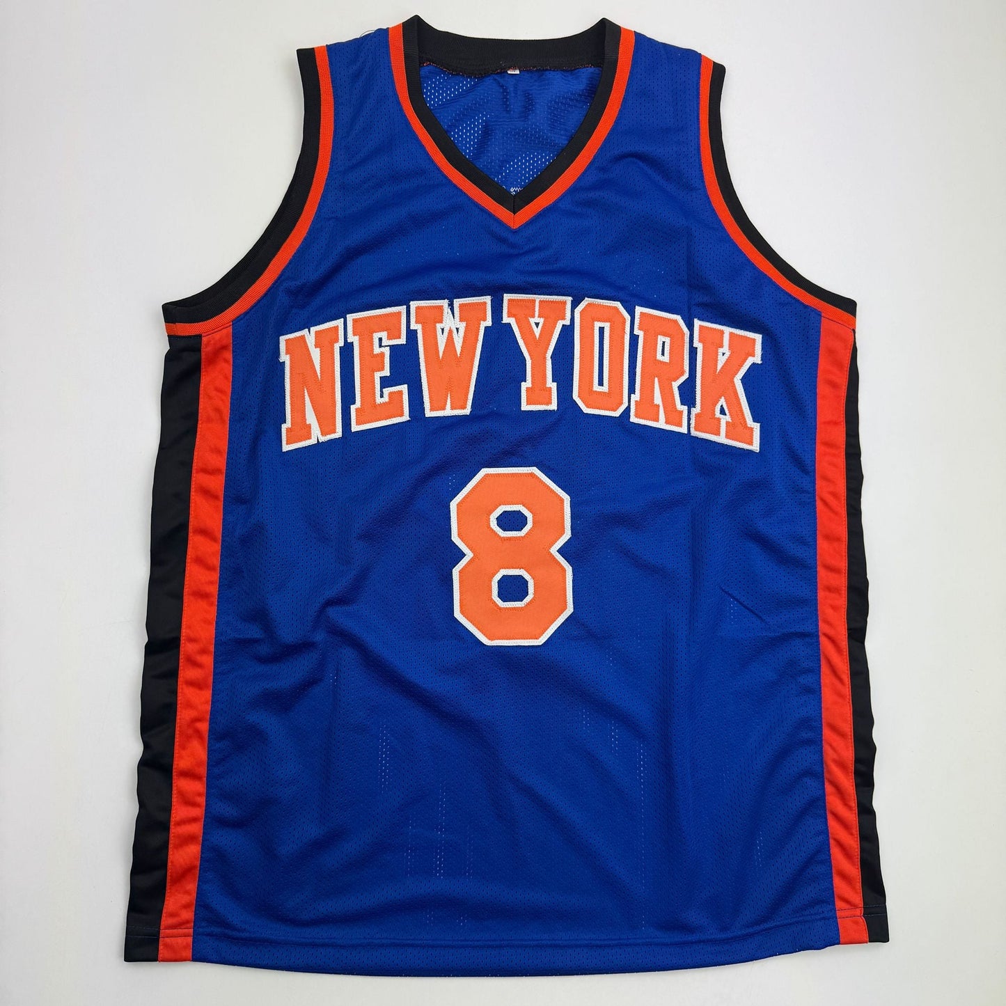 Autographed/Signed Latrell Sprewell New York Blue Basketball Jersey Beckett BAS COA