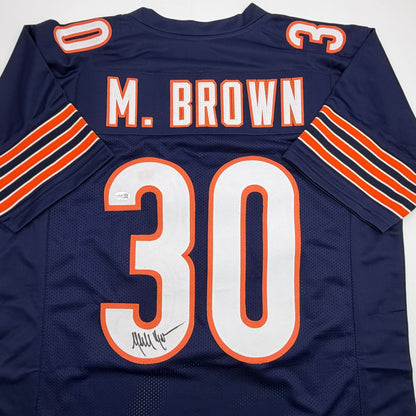 Autographed/Signed Mike Brown Chicago Blue Football Jersey JSA COA