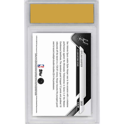 Graded 2025 Topps Now Dylan Harper #309 Youngest Guard Ever with Multiple Playoff Double Doubles San Antonio Spurs Rookie RC Basketball Card HOFSM 10 Gem Mint