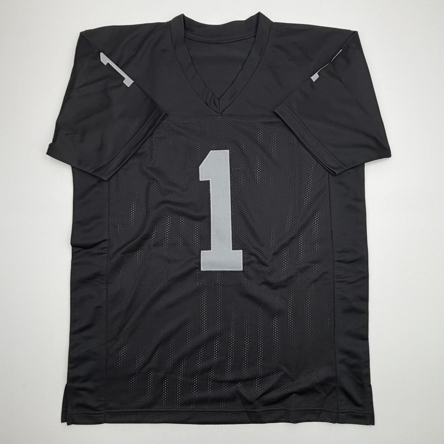 Autographed/Signed Tre Tucker Oakland Las Vegas Black Football Jersey Beckett BAS COA
