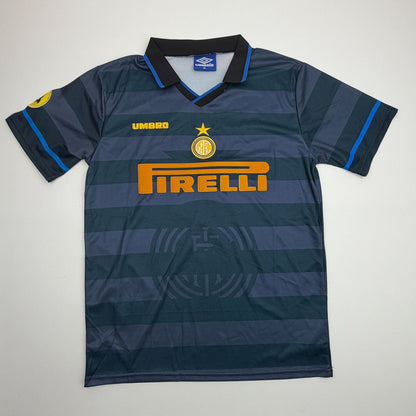 Autographed/Signed Javier Zanetti Inter Milan Navy Blue Soccer Futbol Jersey Beckett BAS COA