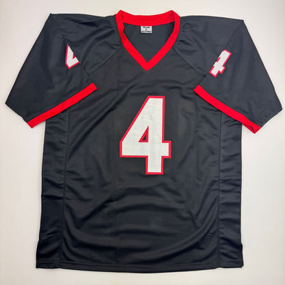 Autographed/Signed James Cook Georgia Black College Football Jersey Beckett BAS COA