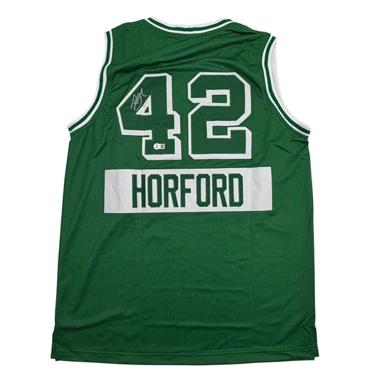 Back view of green basketball jersey displaying number 42 and "HORFORD" nameplate in white text with white trim.