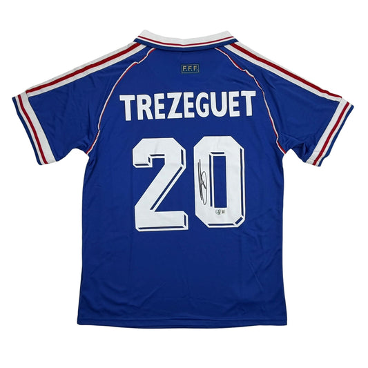 Autographed/Signed David Trezeguet France Blue Soccer Futbol Jersey Beckett BAS COA