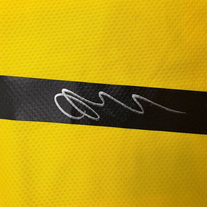 Autographed/Signed Jadon Sancho Borussia Dortmund Yellow Soccer Futbol Jersey Beckett BAS COA