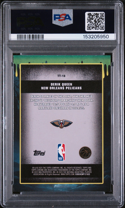 Graded 2025 Topps Chrome Derik Queen #TT-18 Tall Tales Rookie RC Basketball Card PSA 9 Mint