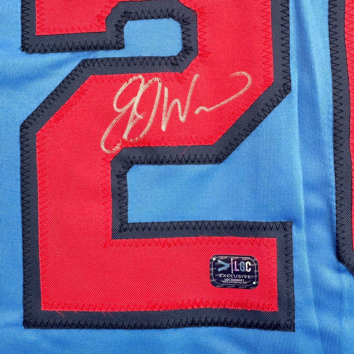 Autographed/Signed J.J. JJ Wetherholt St. Louis Blue Baseball Jersey LCG Prova COA
