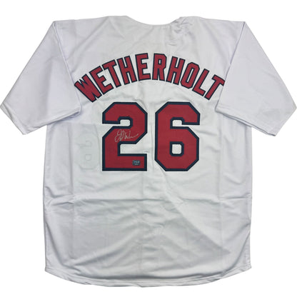 Autographed/Signed J.J. JJ Wetherholt St. Louis White Baseball Jersey LCG Prova COA