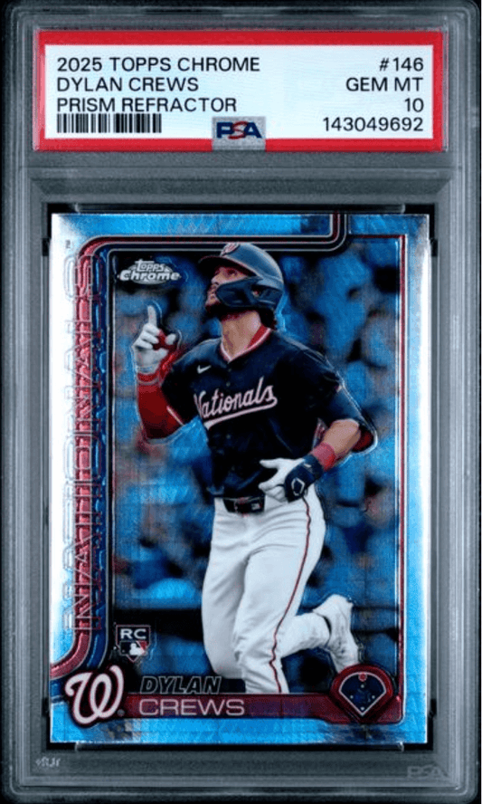 Graded 2025 Topps Chrome Dylan Crews #146 Prism Refractor Rookie RC Baseball Card PSA 10 Gem Mint