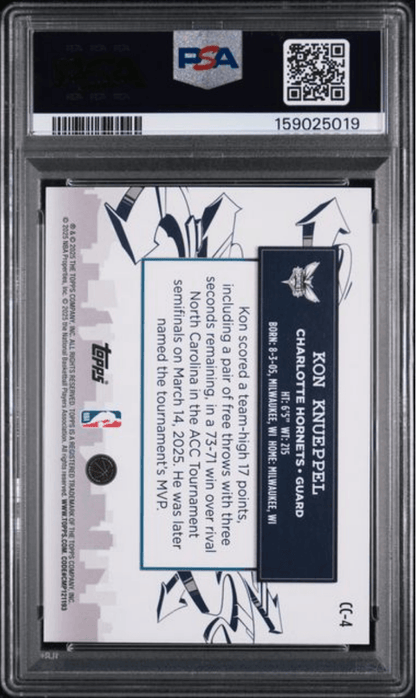 Graded 2025 Topps Kon Knueppel #CC4 Clutch City Prospects Rookie RC Basketball Card PSA 10 Gem Mint