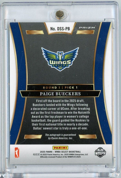 2025 Panini Select WNBA Paige Bueckers #DSS-PB Silver Auto Rookie RC Basketball Card