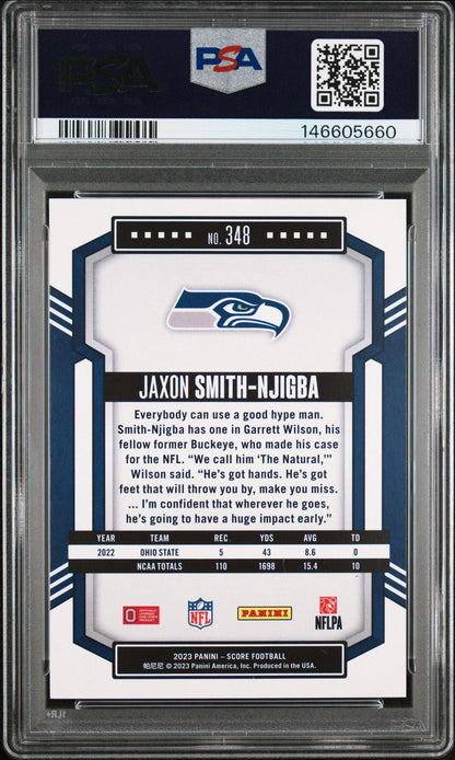 Graded 2023 Panini Score Jaxon Smith Njigba #348 Rookie RC Football Card PSA 10 Gem Mint