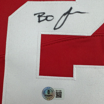 Autographed/Signed Lamar Bo Jackson Ohio State Red College Football Jersey Beckett BAS COA