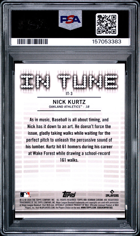 Graded 2024 Topps Bowman Draft Nick Kurtz #IT3 In Tune Rookie RC Baseball Card PSA 10 Gem Mint