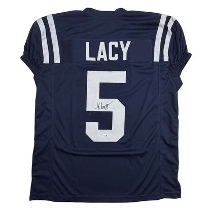 Autographed/Signed Kewan Lacy Ole Miss Blue College Football Jersey JSA COA