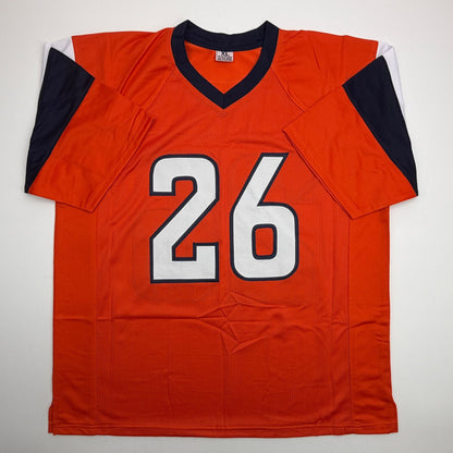 Autographed/Signed Clinton Portis Denver Current Orange Football Jersey JSA COA