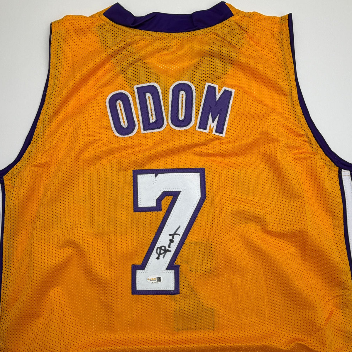 Autographed/Signed Lamar Odom Los Angeles Yellow Basketball Jersey JSA COA